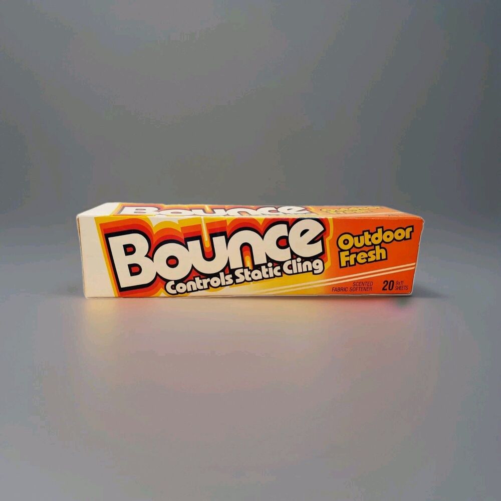 Bounce Fabric Softener Sheets Outdoor Fresh Rare Box Used 50% Full 1980s Vintage